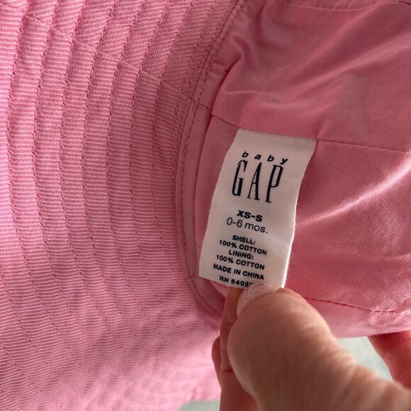 Baby Gap Cotton Wide Brim Bucket Sun Hat – Pink, Size XS/S (0–6 months) - Picture 7 of 8